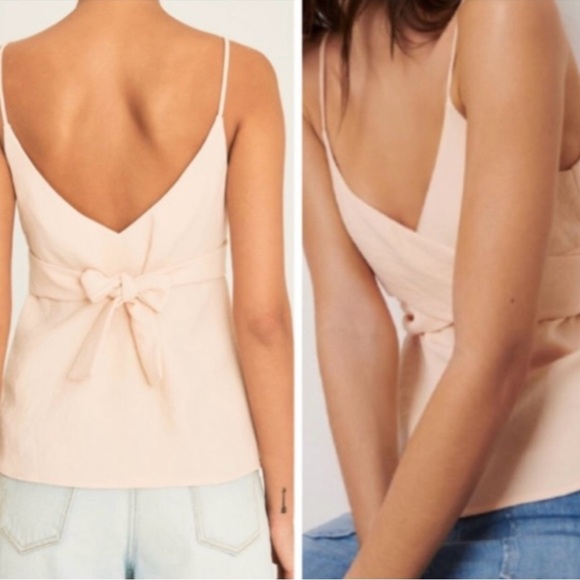 BA&SH DYPSIE Wrap Top | US 8 | Crisscross Design Spaghetti Straps in Nude - Picture 1 of 14